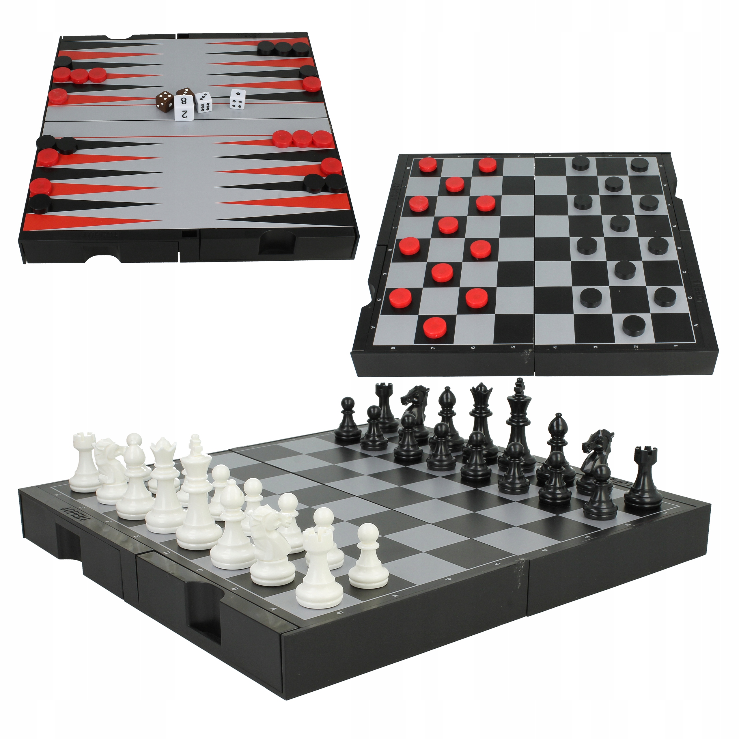 Szachy Magnetyczne 3w1 Warcaby Tryktrak 23x23CM Duże Gry Logiczne Solidne