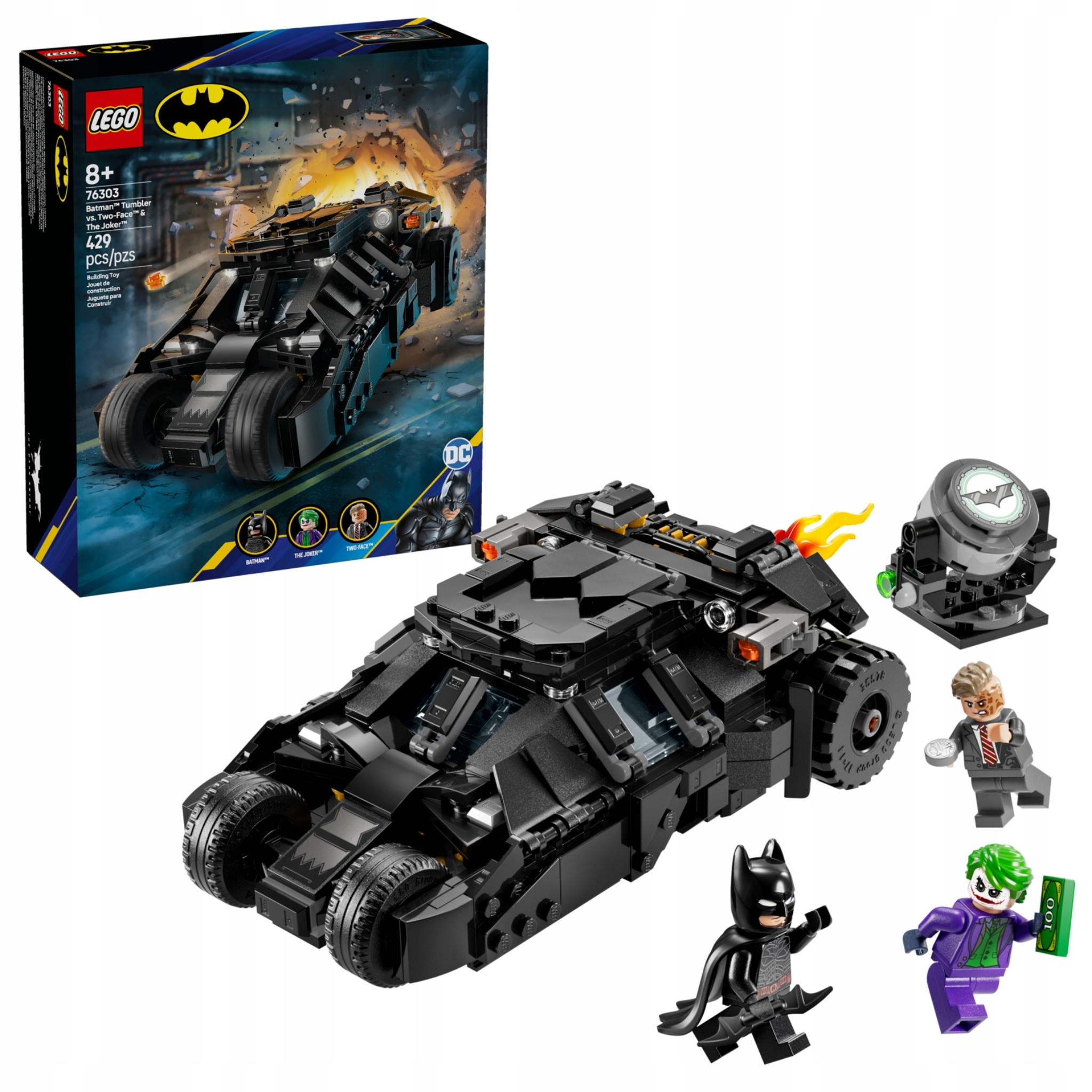 Lego 76303 Batman Tumbler versus dvě tváře a Joker Batmobil Stavebnice 8+