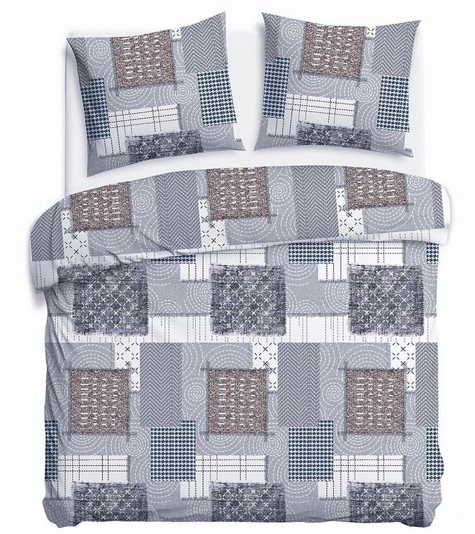 Pościel flanelowa flanela szara patchwork 220x200 Darymex 31511/2