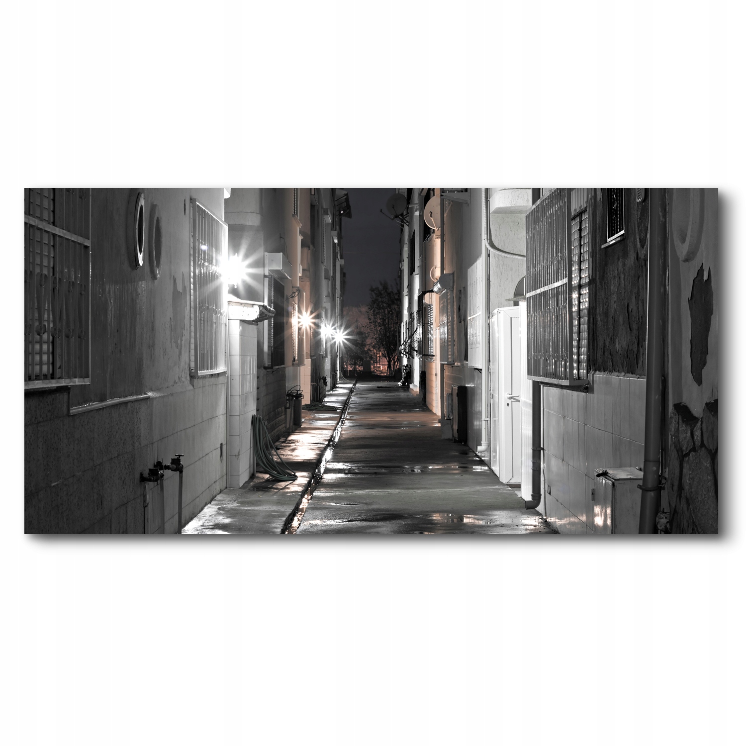Ulička domy noc 140x70 Obraz canvas do ložnice