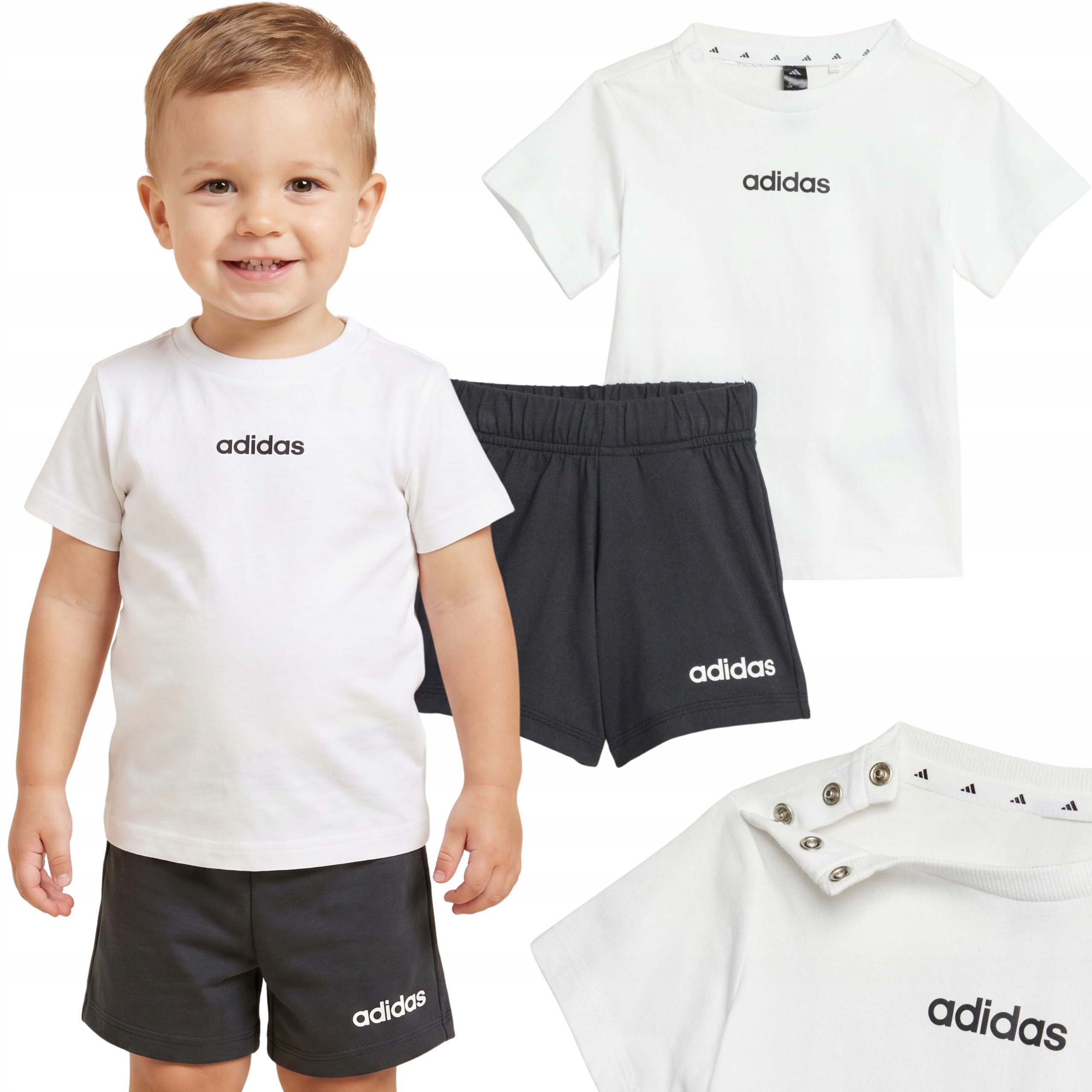 Komplet Spodenki Koszulka Sportowy Zestaw Dziecięcy Adidas Bawełniany 104