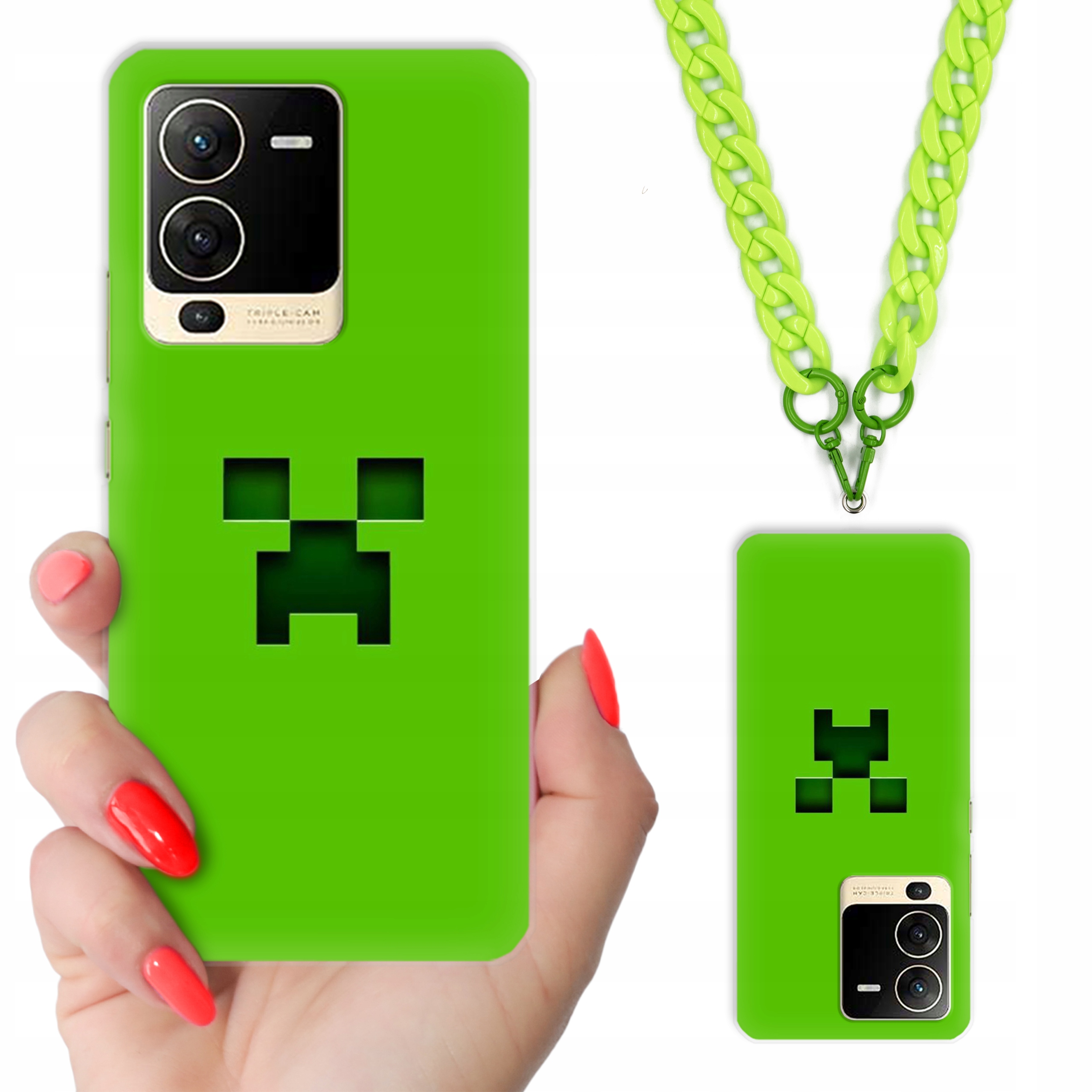 ETUI DO VIVO S15 5G CASE DLA NASTOLATKÓW MINECRAFT ZIELONY ŁAŃCUSZEK WZORY