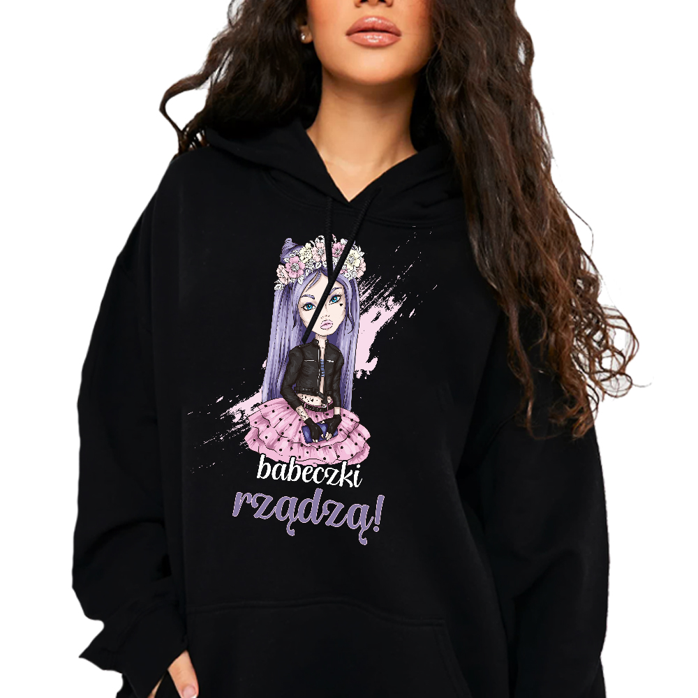 Mikina S Kapucí Hoodie Bavlněná Košíčky Vládnou Ženská motivace M