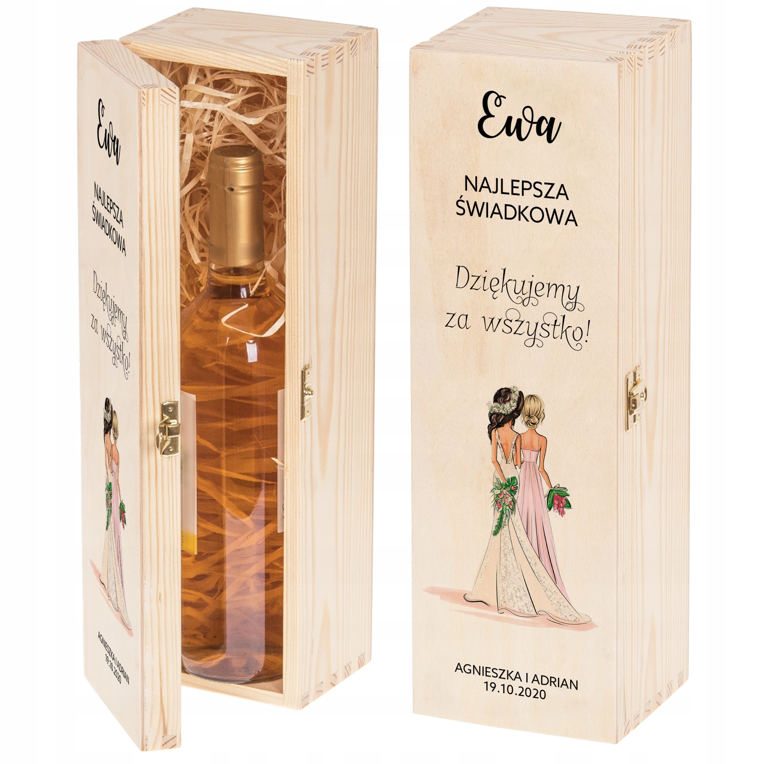 SKRZYNKA WINO PODZIĘKOWANIE dla ŚWIADKA ŚWIADKOWEJ