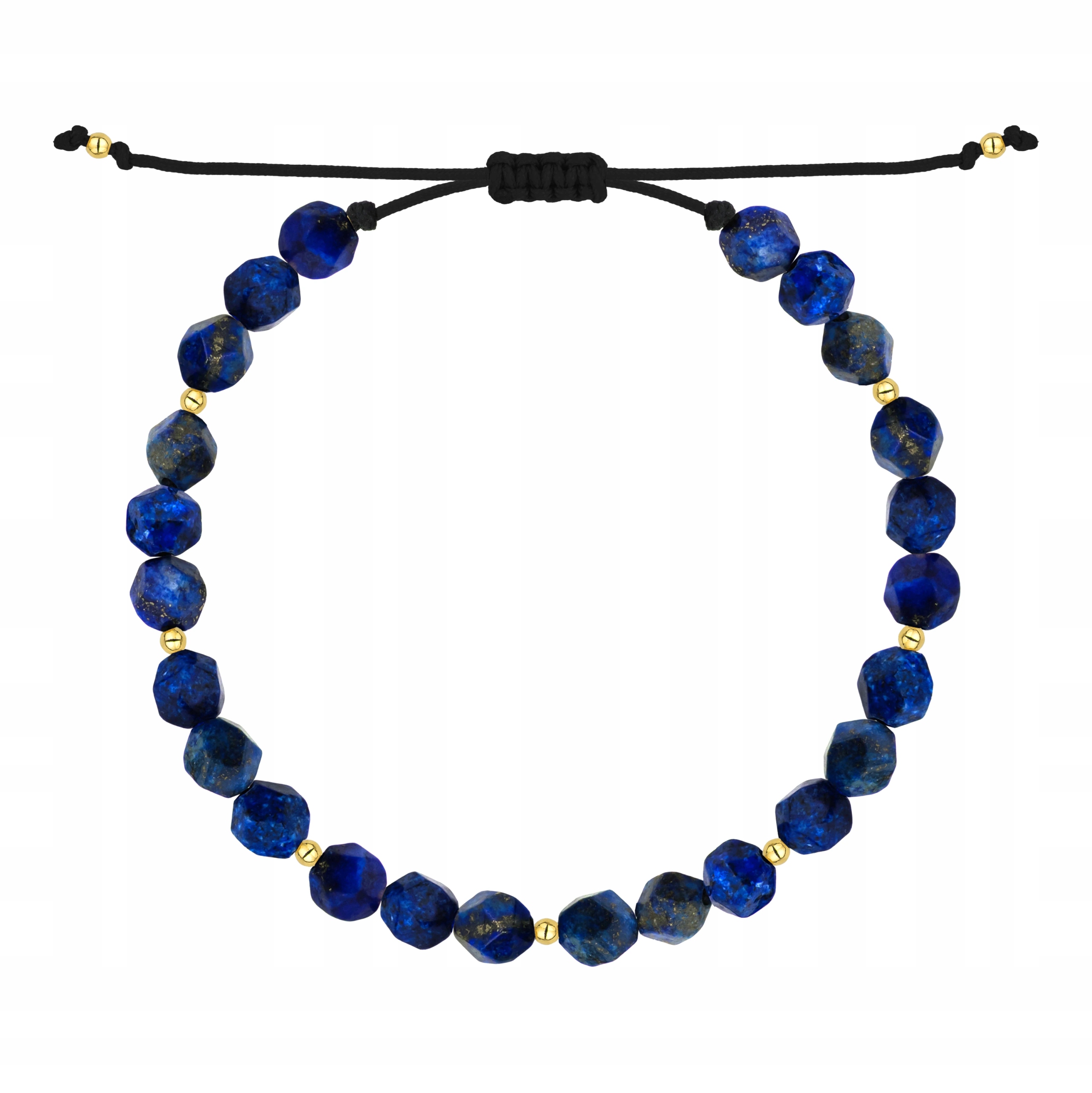 Šňůrkový Náramek Lapis Lazuli Zlaté Kuličky 585 Modrá Pro Štěstí