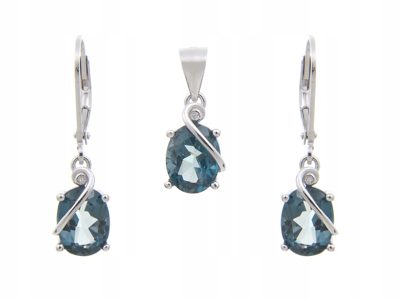 Postříbřená Sada London Blue Topaz Přírodní