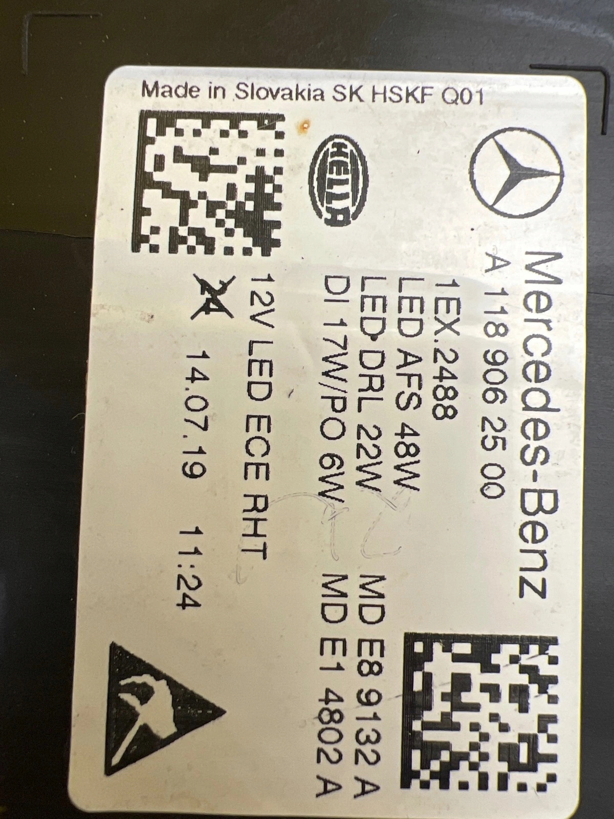 light left Mercedes CLA W118 19+ Full Led A1189062500