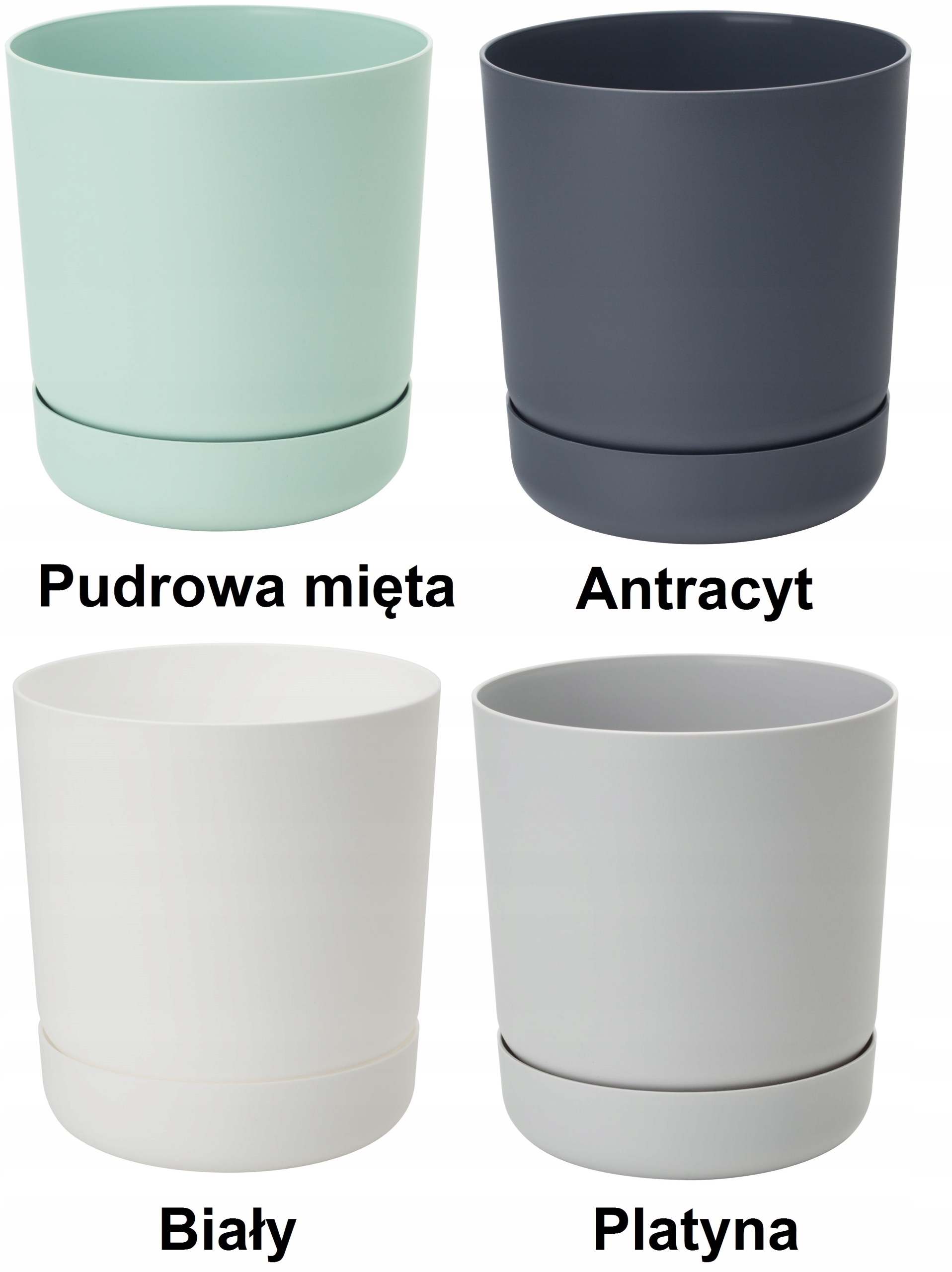 Doniczka okrągła Satina 17 z podstawką | Platyna — 9