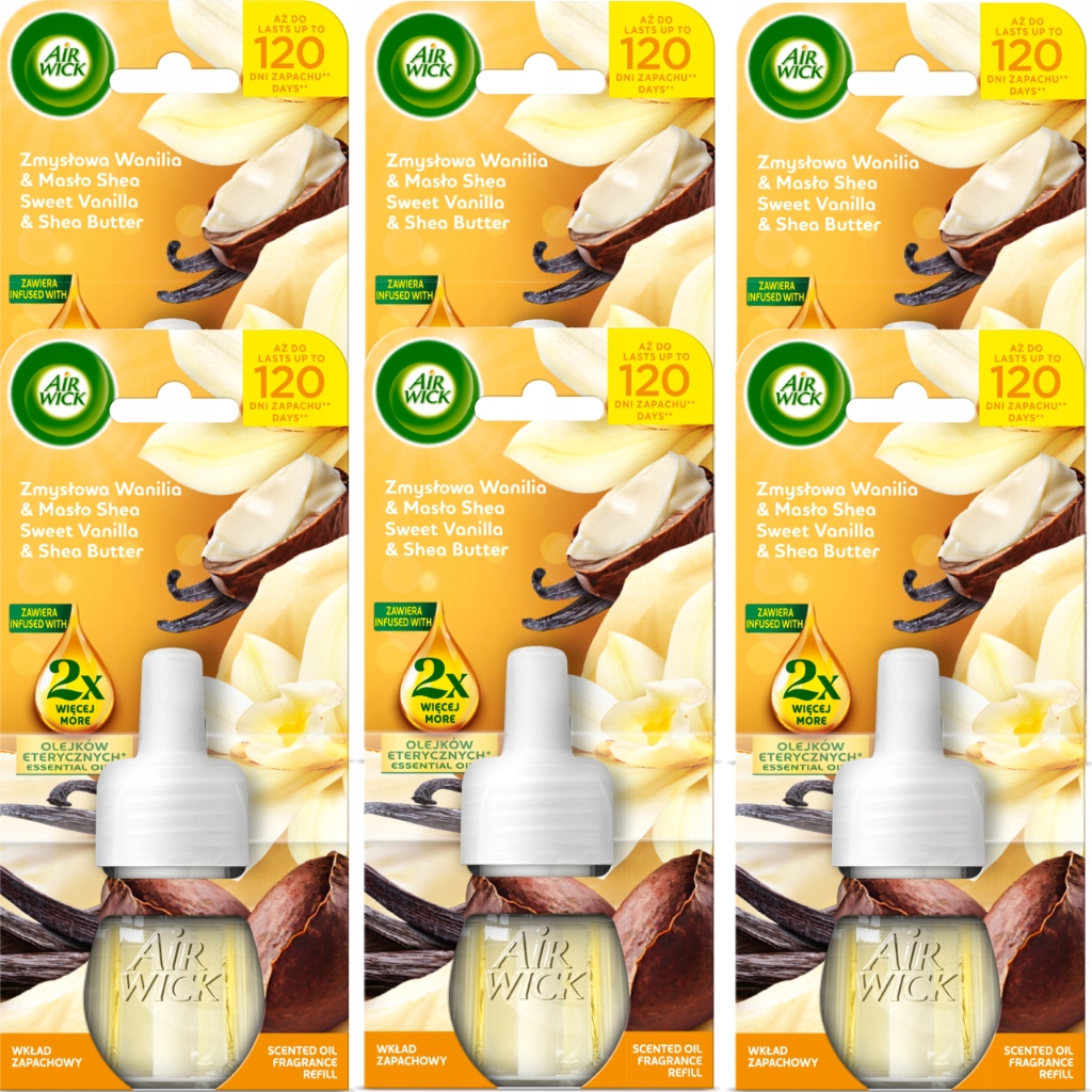 Levně Air Wick Náhradní náplň Vůně Smyslná Vanilka & Bambucké máslo 19 ml x 6