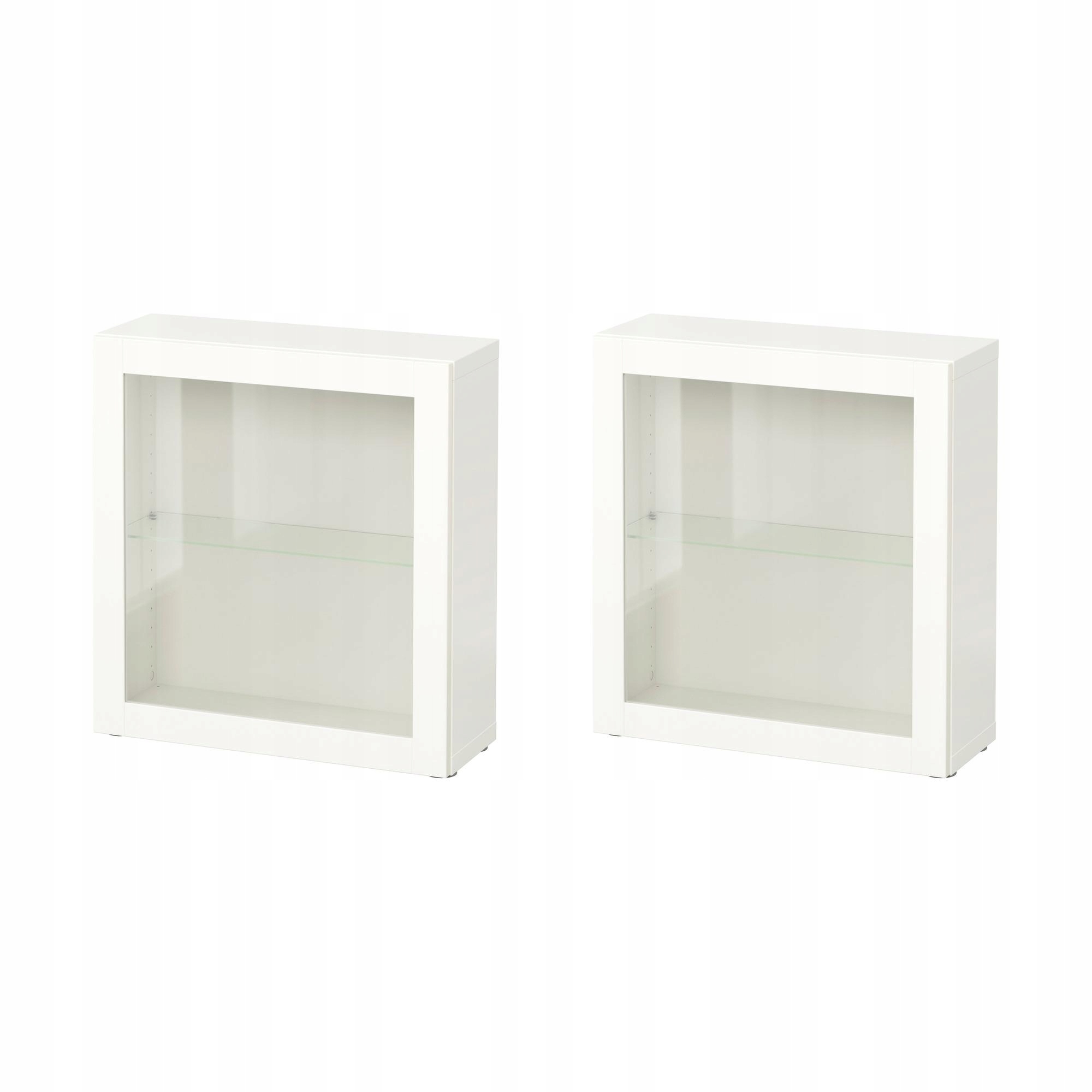 2 szt. Witryna Besta biała z przezroczystym szkłem 60x22x64 cm Besta
