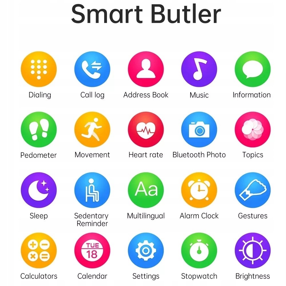 Smart Watch Heart Rate Blood Monitor Pressure Kolor dominujący czarny