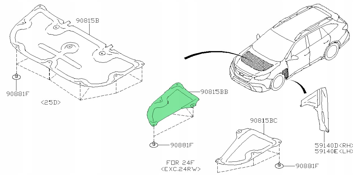 90815AN04A - НІМИЙ КАПОТ ПРАВИЙ SUBARU LEGACY OUTBACK 2019-
