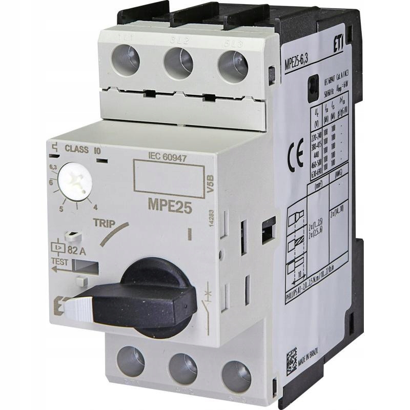 Motorový Vypínač 3P 4.0...6.3A 3KW Term. A Elektrom. Eti-polam MPE25-