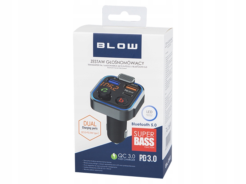 OUTLET Transmiter FM BLOW Bluetooth 5.1 + QC3.0 74-166 Kod producenta 74-166