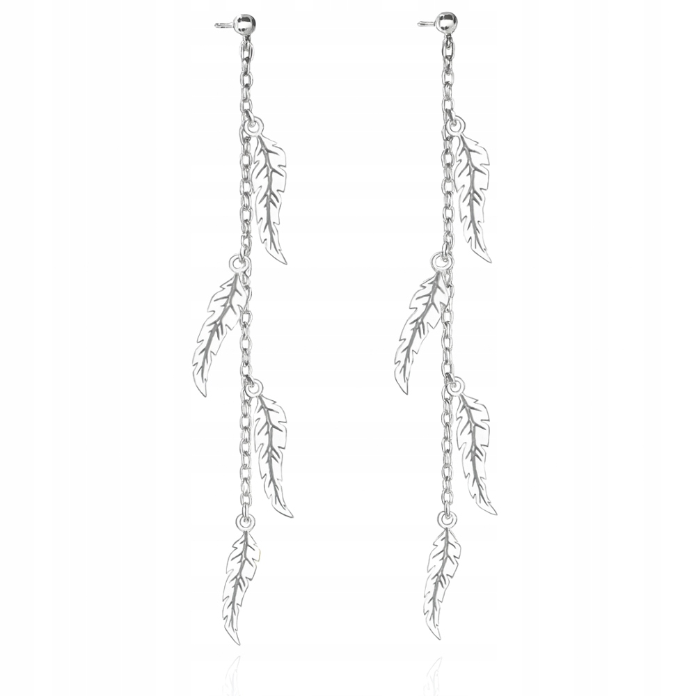 Dlouhé stříbrné náušnice s peříčky – symbol svobody Stříbro ryzost 925