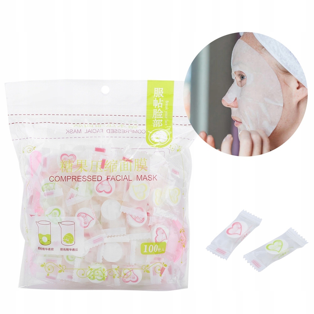 SKOMPRESOWANA W TABLETKĘ MASKA W PŁACIE 100 SZT.