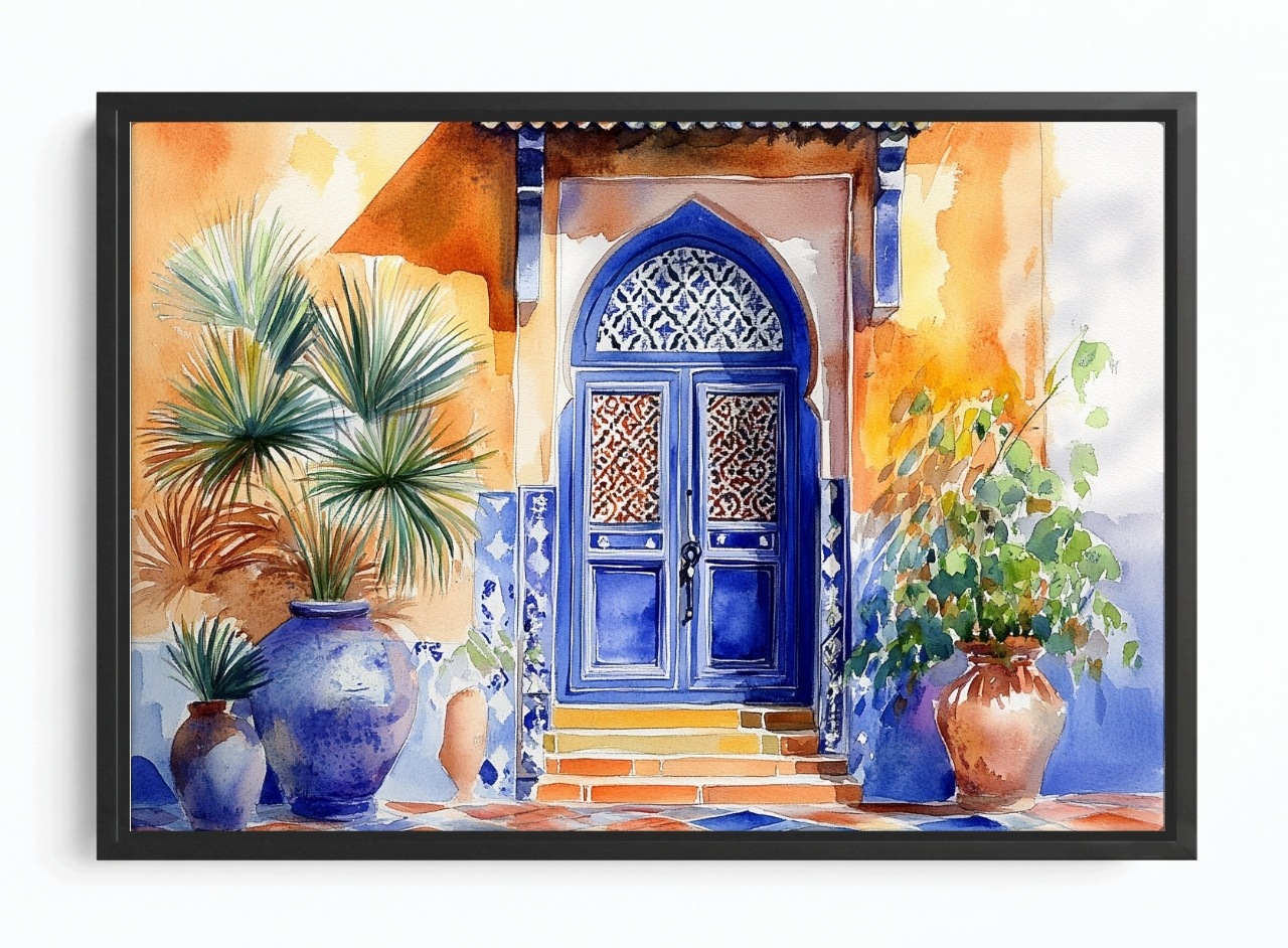 Obraz Rám American Box Arabská Architektura Maroko Dveře Keramika 60x40