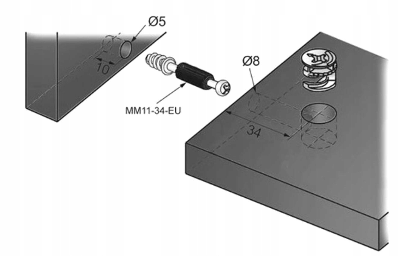 Złącze mimośrodowe mimośród do płyty 16 mm 1000 szt. Marka bez marki