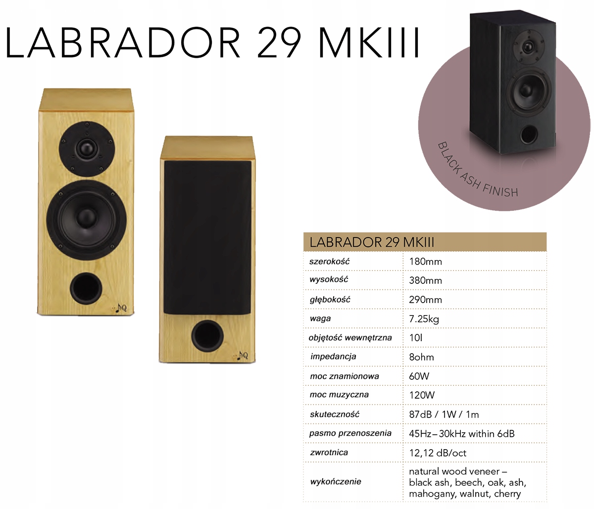 Acoustique Quality Labrador 29 MKIII / Para Czarne WYPRZEDAŻ Kod producenta LABRADOR 29 MKIII