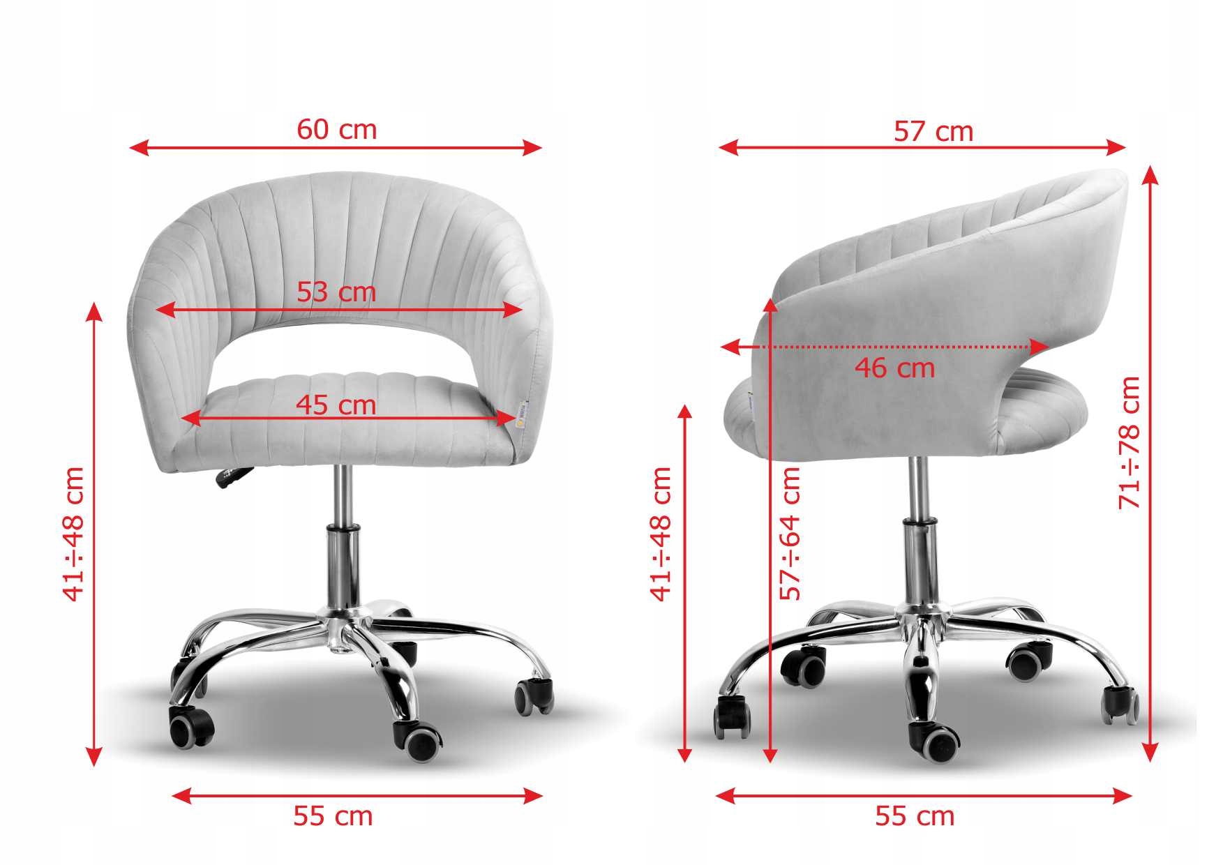 FOTEL OBROTOWY KRZESŁO BIUROWE NA KÓŁKACH DO BIURKA BEŻOWE WELUROWE GLAMOUR Szerokość mebla 60 cm