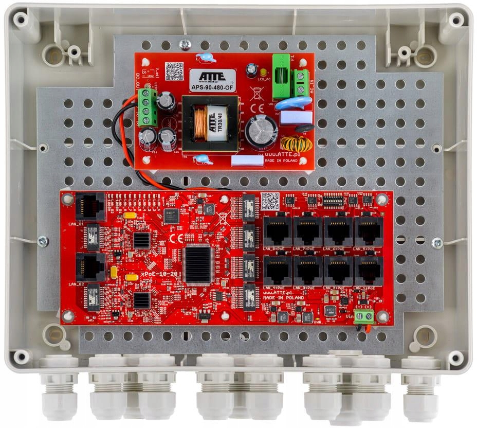 Switch Zewnętrzny 8-PORTOWY Poe Do 8 Kamer Ip Atte IP-8-20-L2