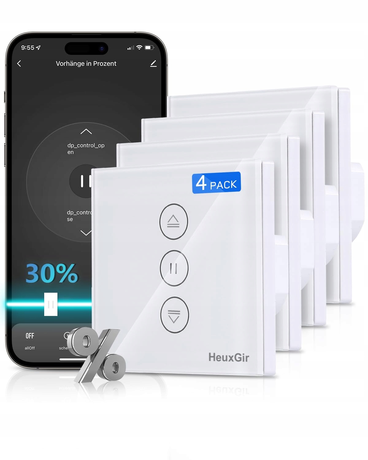 Prepínač roliet HeuxGir CS02 Smart s percentami Alexa Google Home