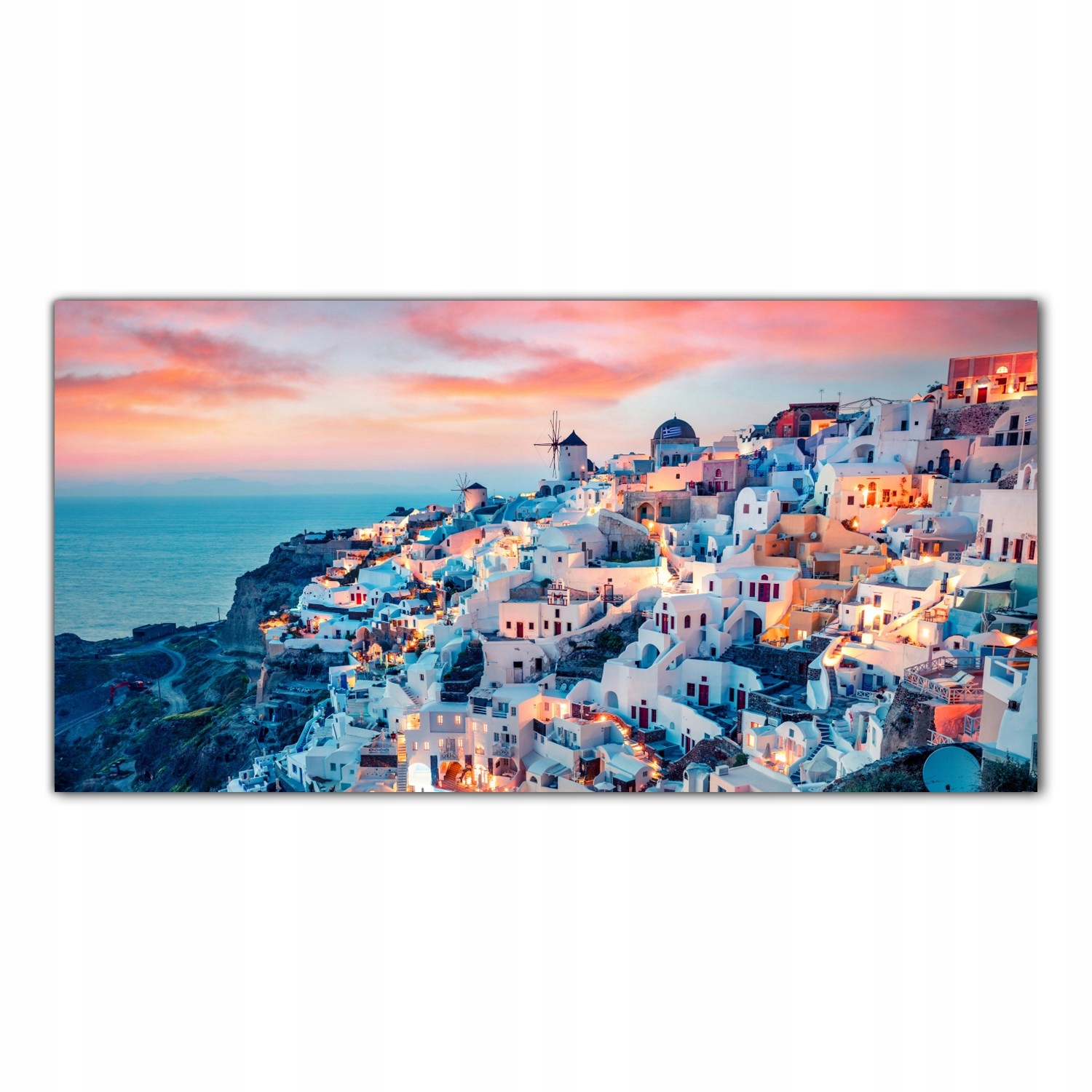 Santorini Město Ostrov 120x60 cm Lacobel do kuchyně