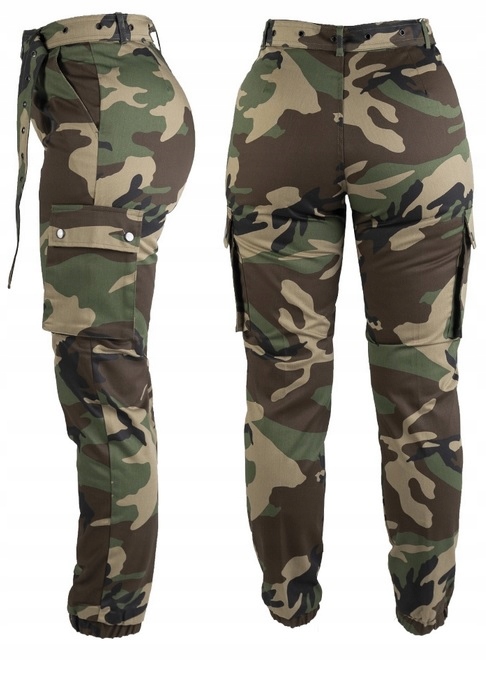 SPODNIE damskie BOJÓWKI SLIM rurki WOODLAND moro L Marka Mil-Tec