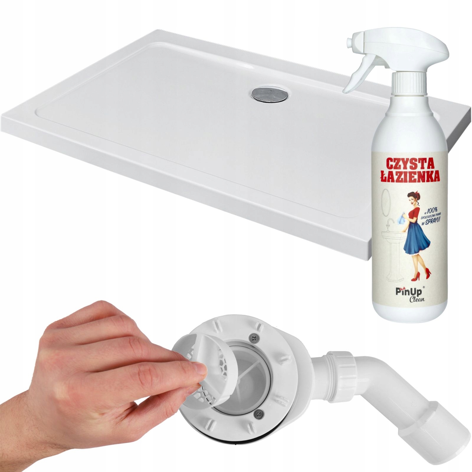 Brodzik 100x90 prostokątny antybakteryjny prysznicowy niski biały Standard