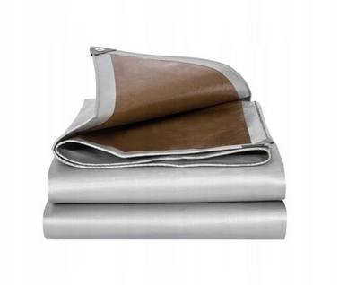 Silná plachta na auto Terasa pro přívěs 10x12 210g Stříbrná-Hnědá