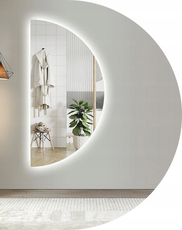 Polkruhové Zrkadlo Mesiac 80x40 Led Podsvietené