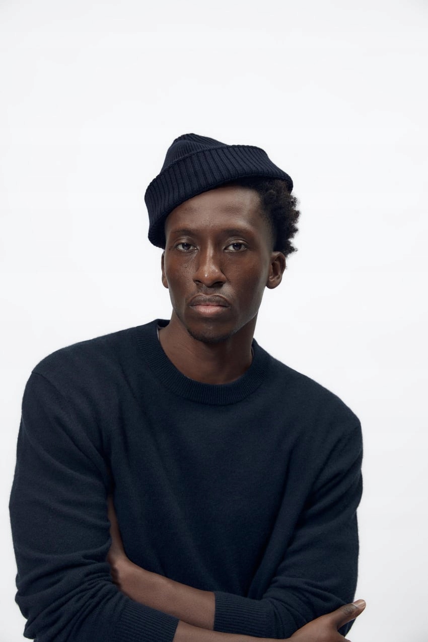 ZARA ORIGINS SWETER KASZMIR LUX GRANATOWY S WIOSNA Odcień granatowy