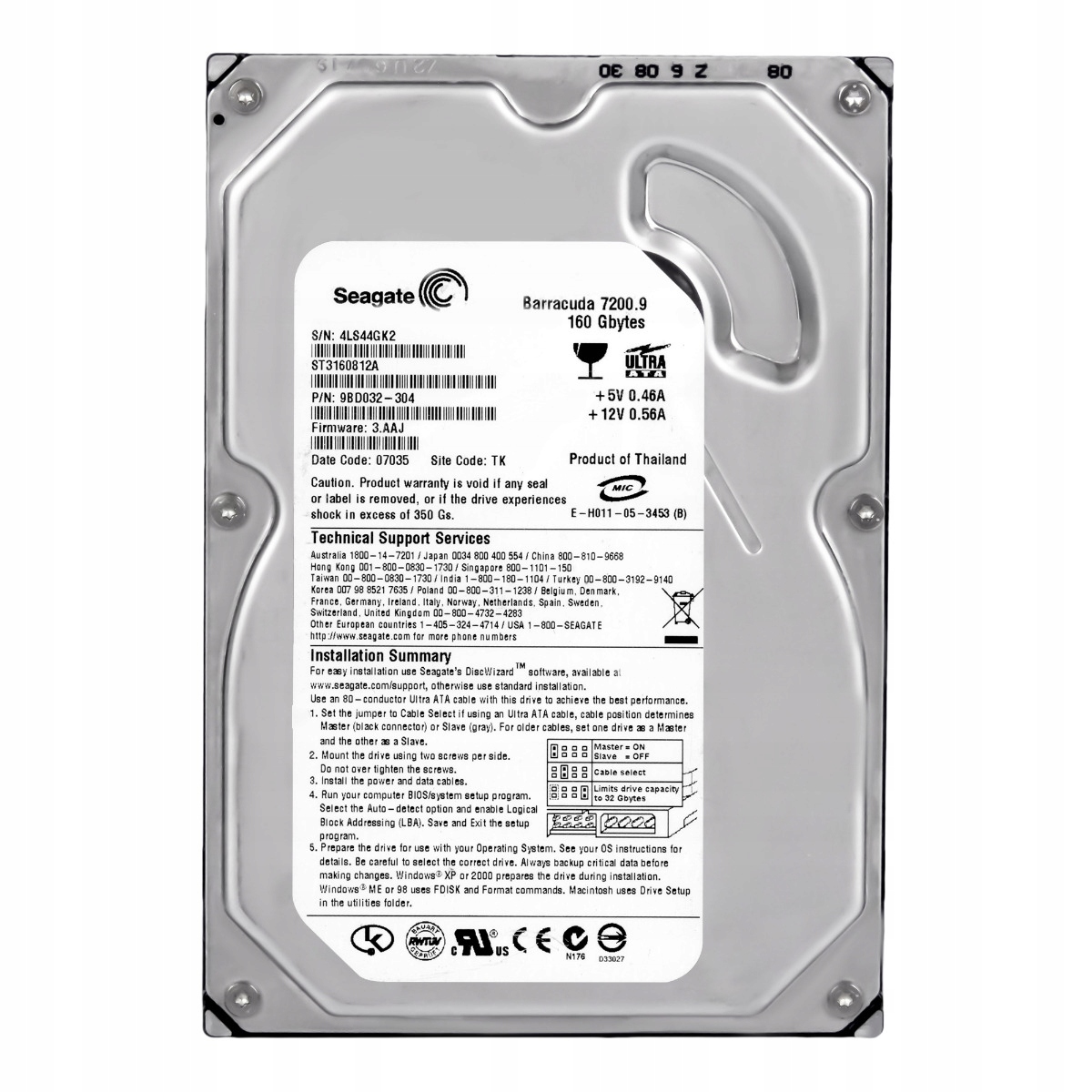 Seagate Barracuda 7200.9 160GB 7.2K 8MB Ata 3.5'' ST3160812A