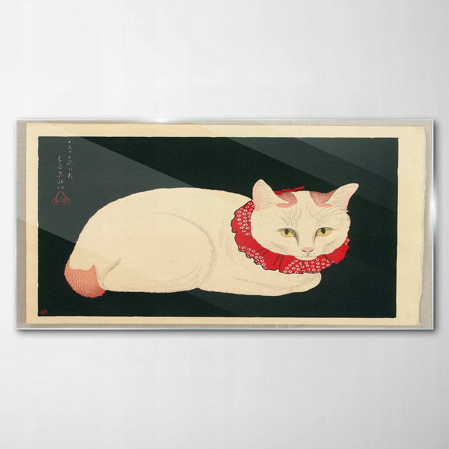 Obraz na skle Dekor Japonsko Mačka Umenie 140x70