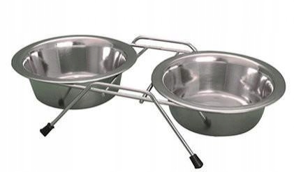 

Stojak z miskami metalowymi dla psa kota 0,22l