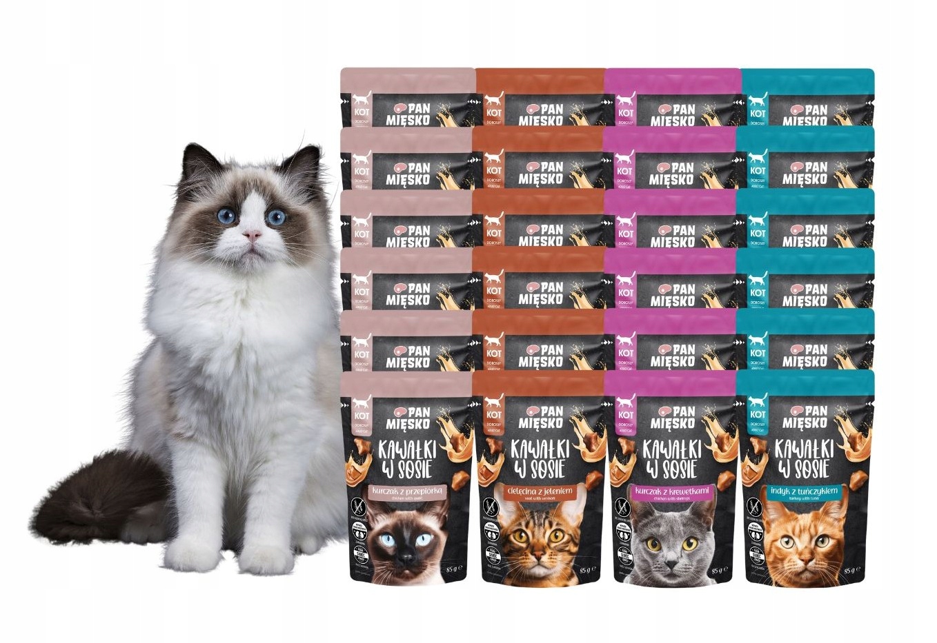 Levně Pan Mięsko Mokré Krmivo pro kočky Kousky v omáčce mix chutí 24x85g