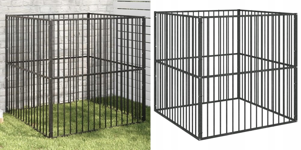 Levně Černá, Kotec pro psa, ocel, 4 panely