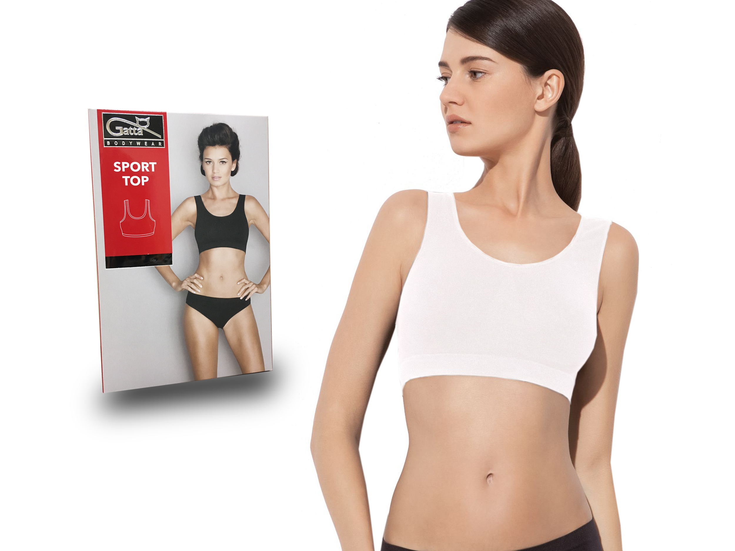 

Bezszwowy biustonosz Gatta Sport Top, biały, S