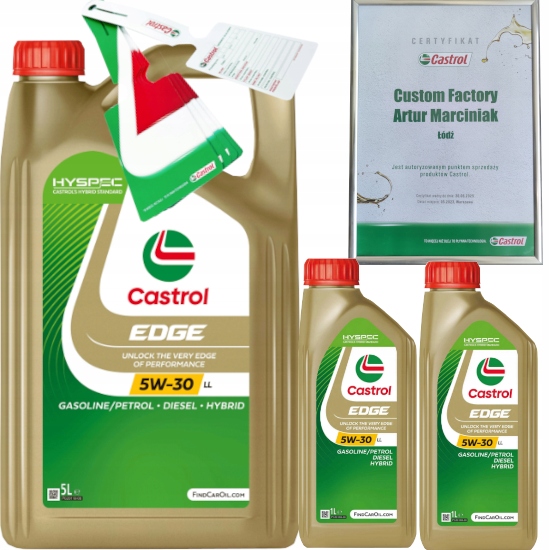 CASTROL EDGE 5W30 LL 7L TITANIUM FST LL-04 VW 504 00/ 507 00 + ZAWIESZKA