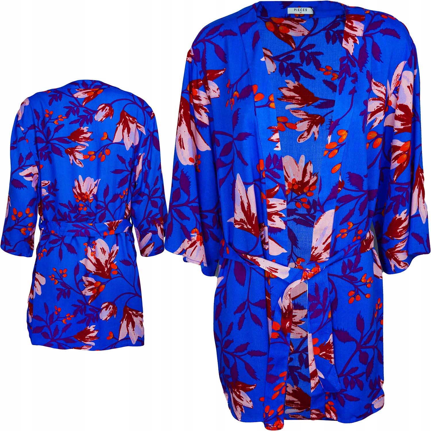 

Kimono Narzutka Kobiecy Szlafrok Kwiaty Nieb M 38