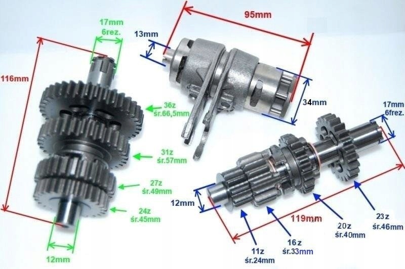 Skrzynia biegow komplet silnik 4t 139fmb Part number ZC0207
