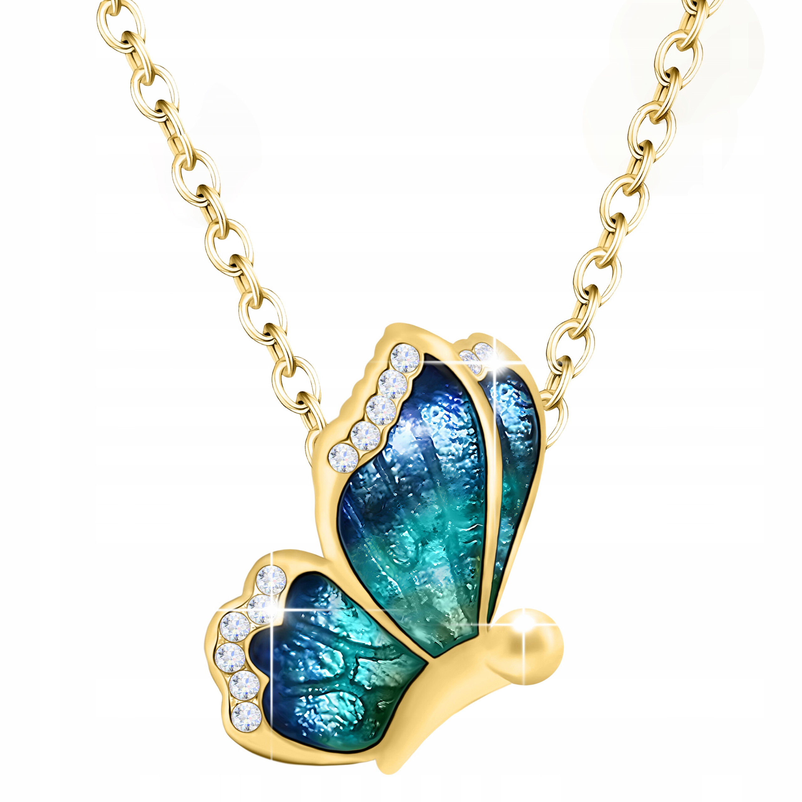 Zlatý náhrdelník s motýlem Motýlkem Hmyz Motýlek Hmyz Stříbro 925