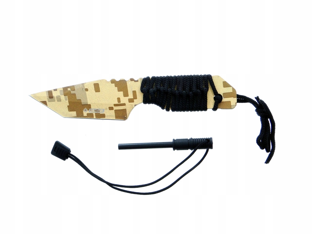 Nóż rzutka kandar z krzesiwem camo