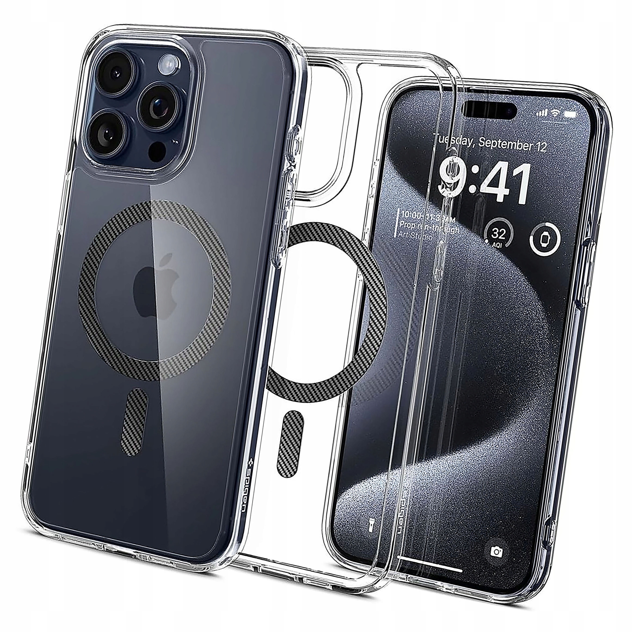 Plecki Etui Spigen Ultra Hybrid Mag z MagSafe do iPhone 15 Pro szare