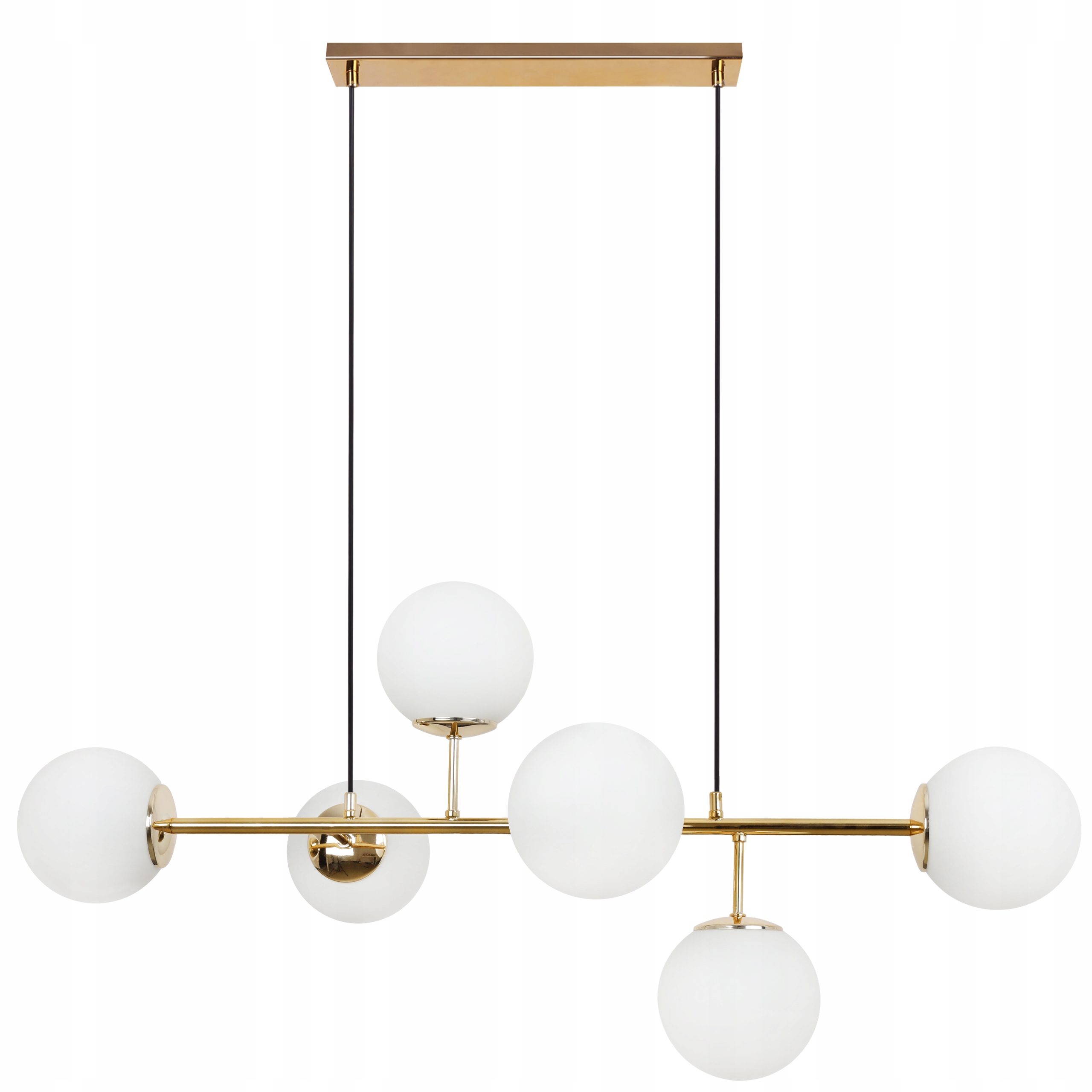 Lampa Sufitowa Wisząca Złoty Żyrandol Glamour Białe Szklane Kule Nowoczesny