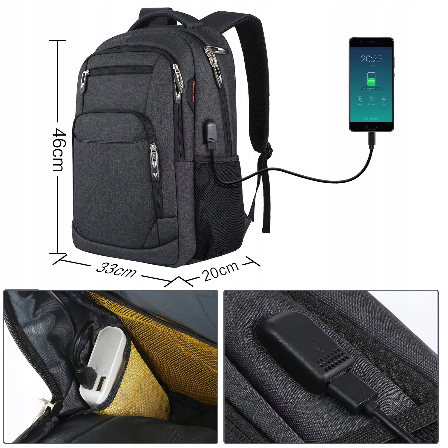 PLECAK MĘSKI DO PRACY WYTRZYMAŁY TORBA PLECAK NA KOMPUTER 30L Kod producenta 6SP0295BK0295