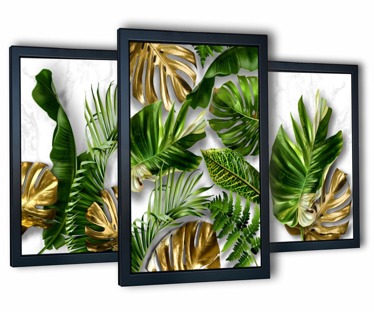 

3 obrazy w ramach salon Tropical Monstera 2 130x63