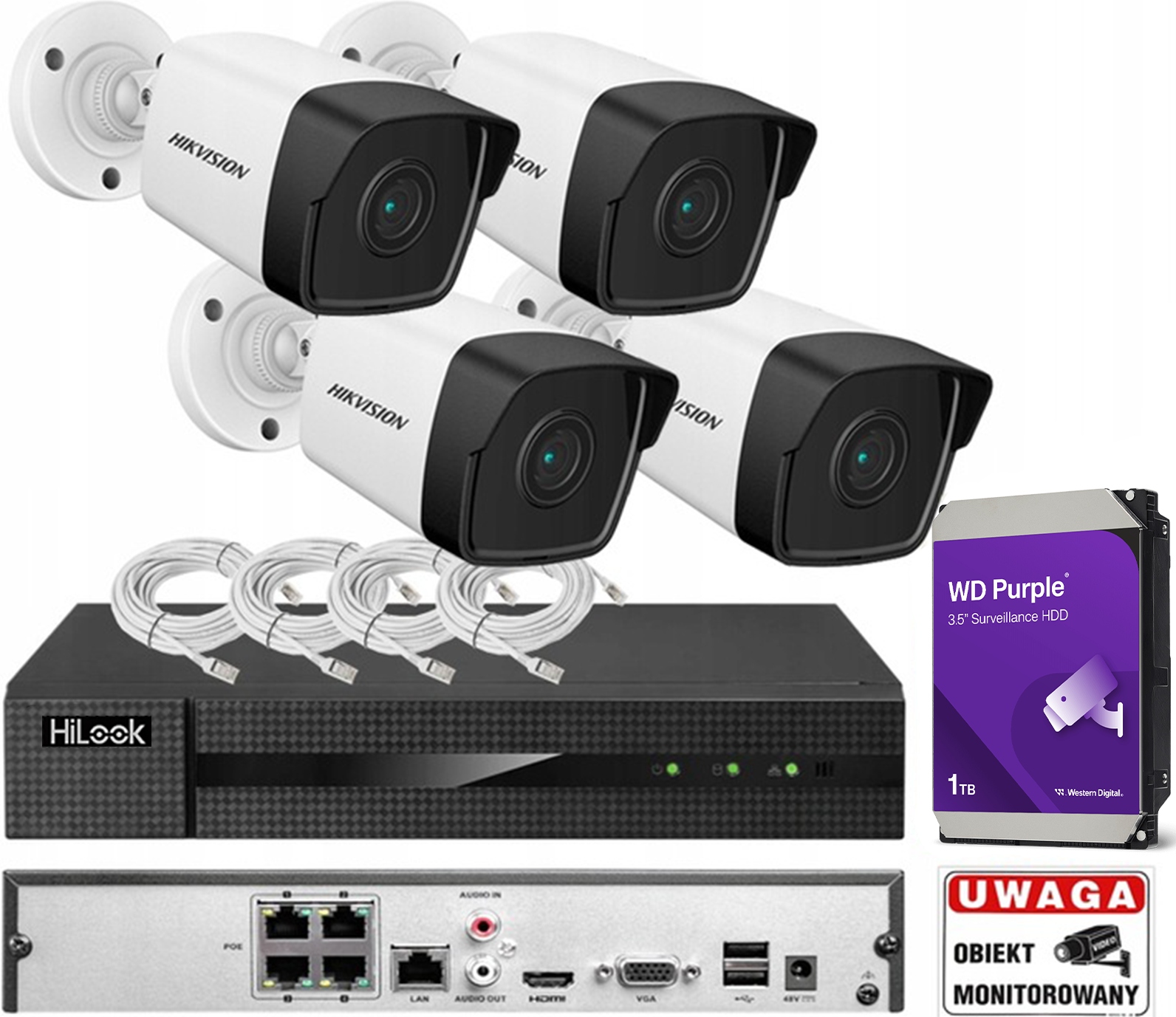 Monitorování Hikvision 4 kamery 4Mpx Ip PoE do domácnosti