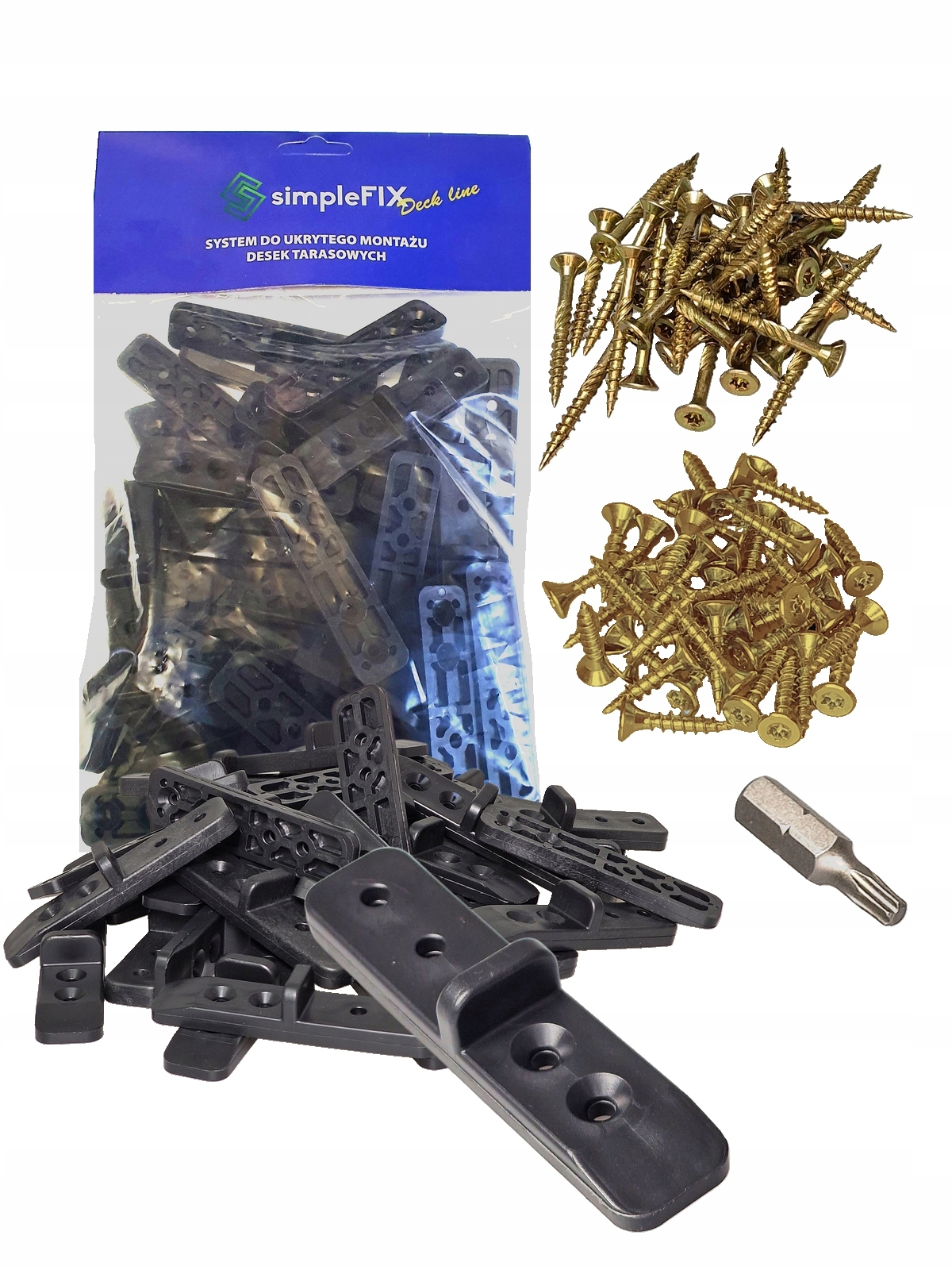SYSTEM DO UKRYTEGO MONTAŻU DESEK TARASOWYCH 201 ELEMENTÓW POLSKI PRODUKT