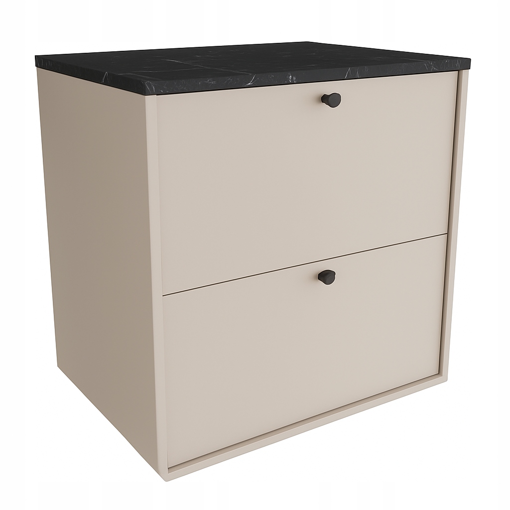 Skříňka pod umyvadlo Kašmír 60 cm s deskou Černý mramor Belino